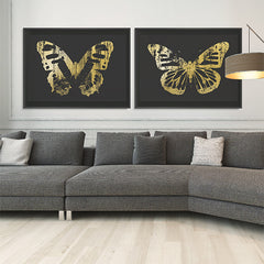 Butterfly with Forest Wings 3 - Gold on Black